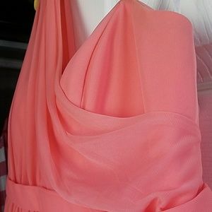 Coral David's Bridal bridesmaid dress